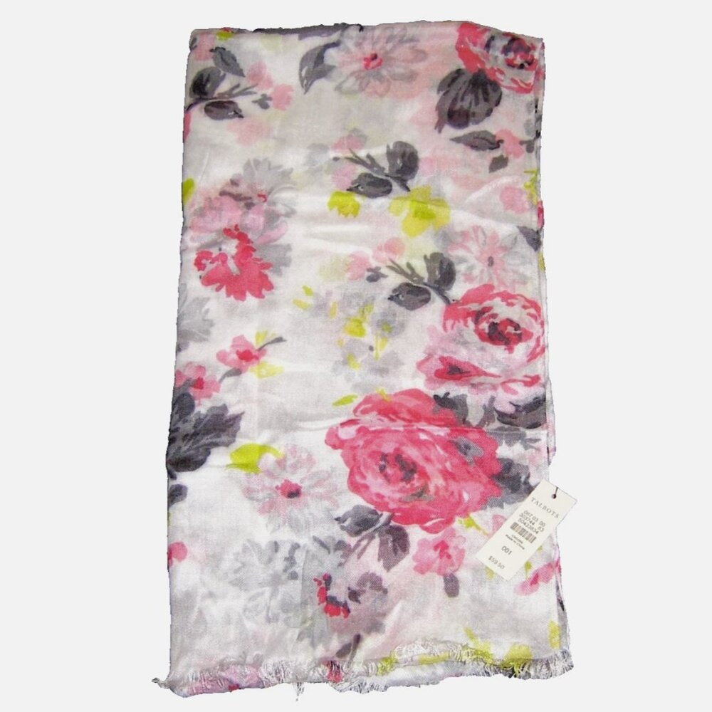 TALBOTS Summer Floral Rectangular Fashion Scarf Shawl NWT Brand New